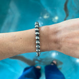 8mm Navajo Pearl Cuff - All Silver