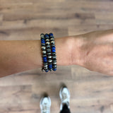 4mm-7mm Memory Wire Navajo Pearl Bracelet - Lapis