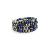 4mm-7mm Memory Wire Navajo Pearl Bracelet - Lapis