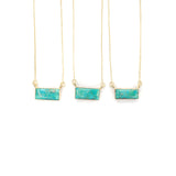 14k Gold Plated Bar Necklace- Turquoise