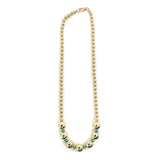 5-10mm Gold Beaded Necklace w/ Turquoise