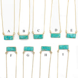14k Gold Plated Bar Necklace- Turquoise