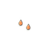 Double Twist Tear Drop Studs - Orange Spiny