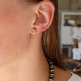 Double Twist Tear Drop Studs - Orange Spiny