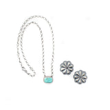 2025 BLACK FRIDAY - Single Stone Turquoise Necklace & Concho Stud Set B.