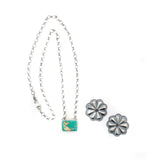2025 BLACK FRIDAY - Single Stone Turquoise Necklace & Concho Stud Set F.