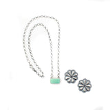 2025 BLACK FRIDAY - Single Stone Turquoise Necklace & Concho Stud Set E.