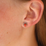 Double Twist Tear Drop Studs - Red Spiny