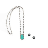 2025 BLACK FRIDAY - Single Stone Turquoise Necklace & 10mm Stud Set