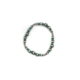 Multi Size Navajo Pearl Stretch Bracelet- Green Turquoise
