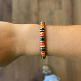 Saucer Stretch Bracelet With Orange Spiny Oyster - 7mm