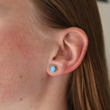 Double Twist Oval Studs - Blue Opal