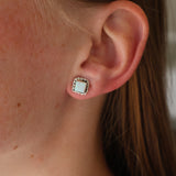 Double Twist Square Studs - White Opal