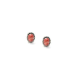 Double Twist Oval Studs - Red Spiny Oyster