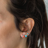 Double Twist Square Studs - Red Spiny Oyster