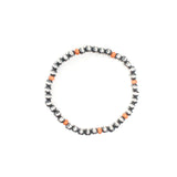 5mm Navajo Pearl Stretch Bracelet - Orange Spiny Oyster