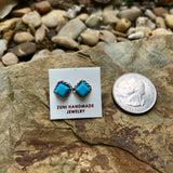 Double Twist Square Studs - Turquoise