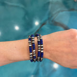 6mm Memory Wire Navajo Pearl Bracelet - Lapis