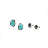 2025 BLACK FRIDAY: Turquoise Stud & 10mm Navajo Pearl Stud Set - D