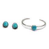 2024 Black Friday Turquoise Cuff and Turquoise Stud Earrings - B