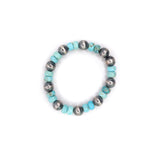 10mm Navajo Pearl Stretch Bracelet- Turquoise