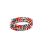 5mm Memory Wire Navajo Pearl Bracelet - Red Spiny