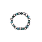 12mm Pearl Stretch Bracelet - Dark Blue Turquoise