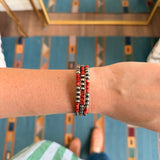 5mm Memory Wire Navajo Pearl Bracelet - Red Spiny