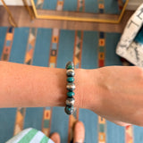 12mm Pearl Stretch Bracelet - Dark Blue Turquoise