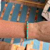 6mm Saucer Stretch Bracelet- Turquoise and 14k Gold