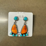 Orange Spiny & Turquoise Earrings