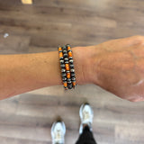 4mm - 7mm Memory Wire Navajo Pearl Bracelet - Orange Spiny