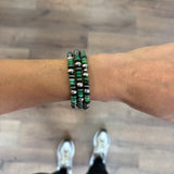 4mm - 6mm Memory Wire Navajo Pearl Bracelet - Green Turquoise