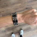 4mm - 7mm Memory Wire Navajo Pearl Bracelet - Onyx