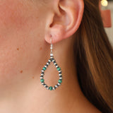 4mm Navajo Pearl Earrings- Green Turquoise