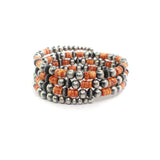 4mm - 6mm Memory Wire Navajo Pearl Bracelet - Orange Spiny