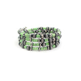 4mm - 6mm Memory Wire Navajo Pearl Bracelet - Green Gaspite