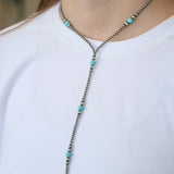 Graduated Navajo Pearl Lariat- Turquoise