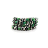 4mm - 6mm Memory Wire Navajo Pearl Bracelet - Green Turquoise