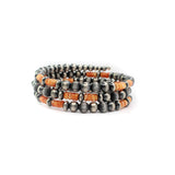 4mm - 7mm Memory Wire Navajo Pearl Bracelet - Orange Spiny