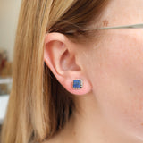 Double Twist Square Studs - Lapis