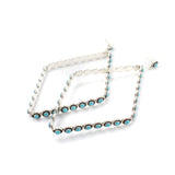 The Post Zuni Diamond Hoops-Turquoise: 4"