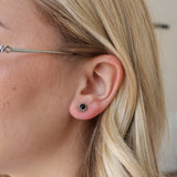 X Tiny Double Twist Round Studs - Onyx