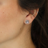 Double Twist Square Studs - Pink Mussel