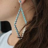 The Post Zuni Diamond Hoops-Turquoise: 4"