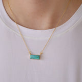 14k Gold Plated Bar Necklace- Turquoise