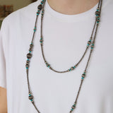 Textured Navajo Pearls- Turquoise (60")
