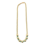 5-10mm Gold Beaded Necklace w/ Turquoise