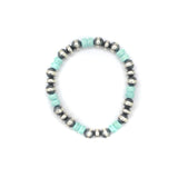 Navajo Pearl Stretch Bracelet - 7mm Disk/Round Combo - Larimar