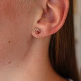 The Simple Wire Heart Studs - Coral